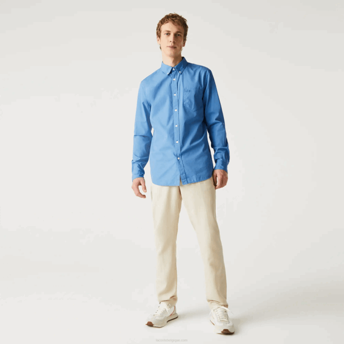 bleu 776 V6HV1652 Hommes Lacoste chemise regular fit en popeline de coton mélangé