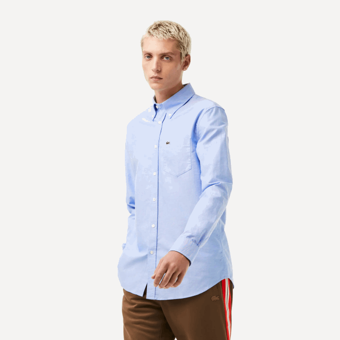 hbp bleu V6HV1466 Hommes Lacoste chemise coupe classique en coton oxford