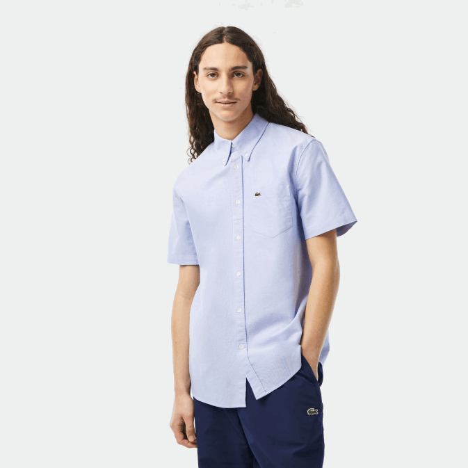 hbp bleu V6HV1527 Hommes Lacoste chemise coupe classique en coton oxford
