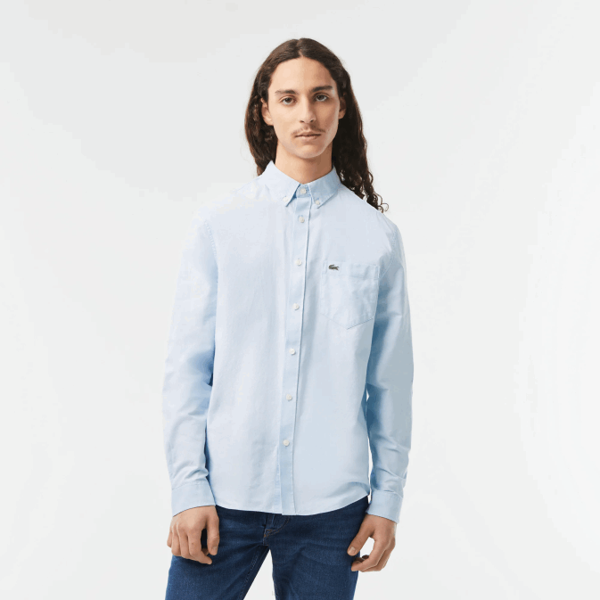 hbp bleu V6HV505 Hommes Lacoste chemise en coton oxford à col boutonné