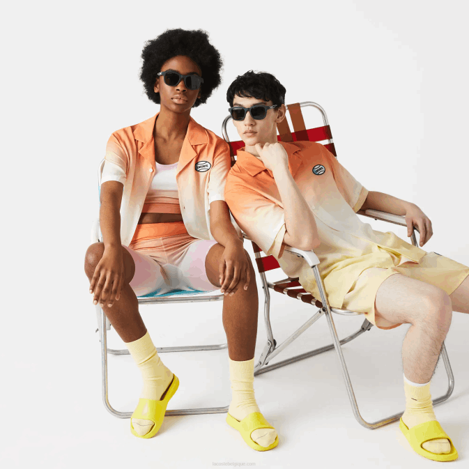 orange blanc jaune z81 V6HV1584 Hommes Lacoste chemise décontractée à imprimé dégradé live