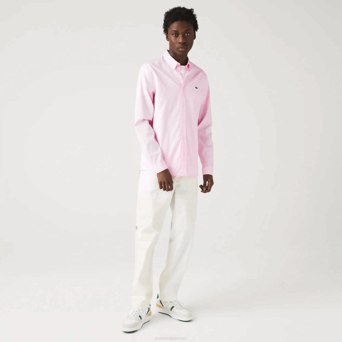 rose pâle V6HV1649 Hommes Lacoste chemise coupe slim en coton premium