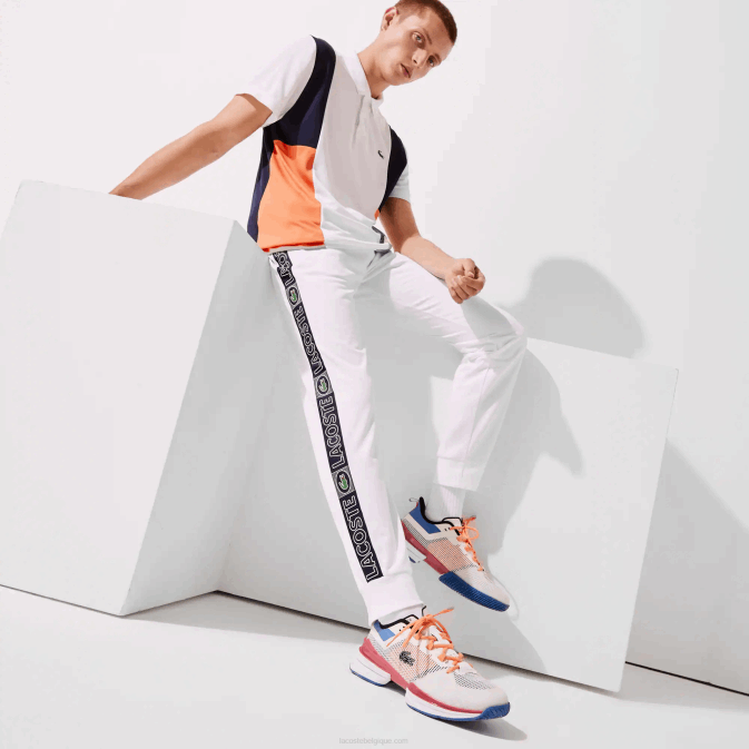 blanc orange bleu marine asr V6HV1120 Hommes Lacoste pantalon de survêtement à bandes de sport