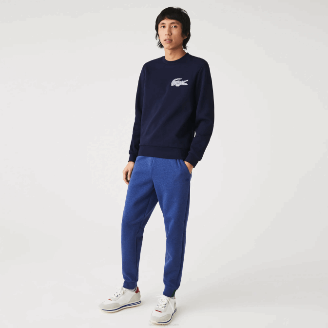 bleu chine hjd V6HV1140 Hommes Lacoste pantalon de survêtement coupe slim en coton mélangé chiné