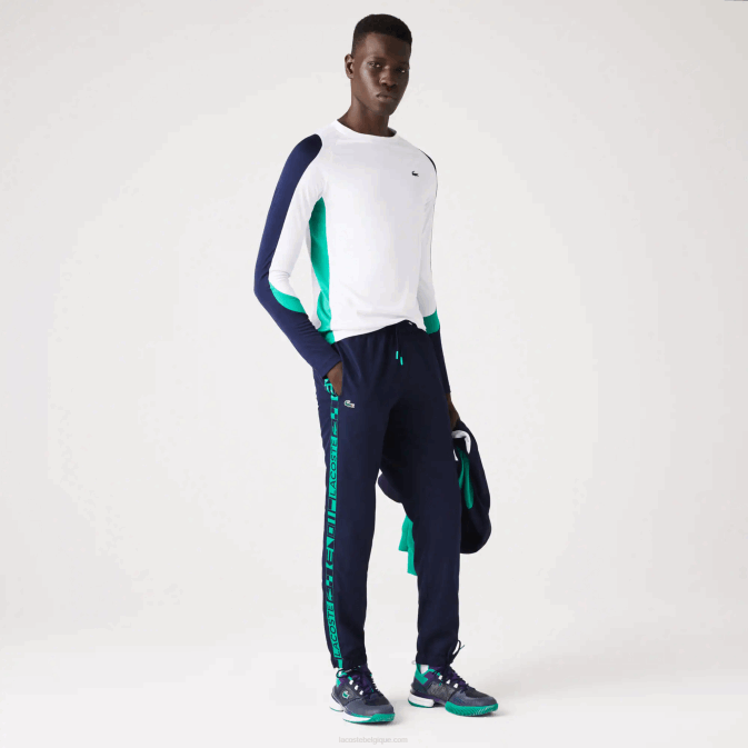 bleu marine 166 V6HV1089 Hommes Lacoste pantalon de survêtement de tennis à imprimés latéraux sport