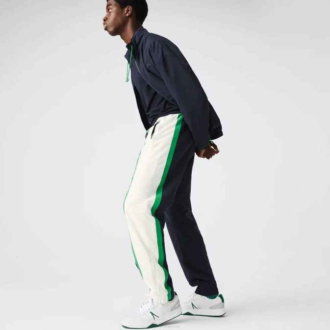 bleu marine blanc vert 19v V6HV1180 Hommes Lacoste pantalon de survêtement color-block léger et déperlant
