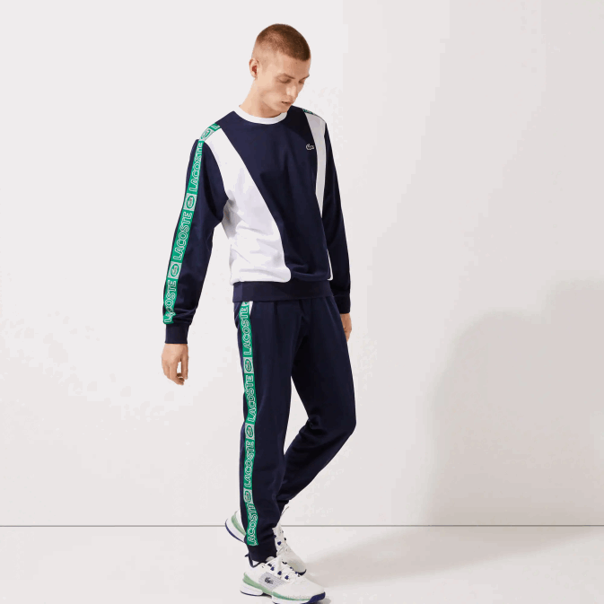 bleu marine blanc vert fx3 V6HV1121 Hommes Lacoste pantalon de survêtement à bandes de sport