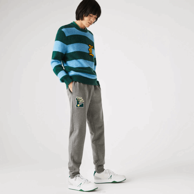 gris chiné 1vq V6HV1169 Hommes Lacoste fanions l badge pantalon de survêtement polaire
