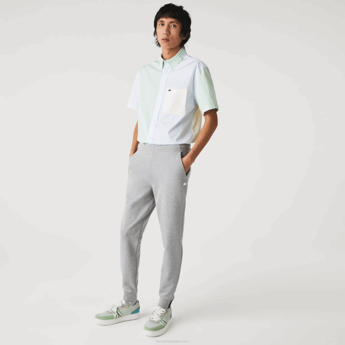 gris chiné 4jv V6HV1005 Hommes Lacoste pantalon de survêtement coupe slim en coton mélangé chiné