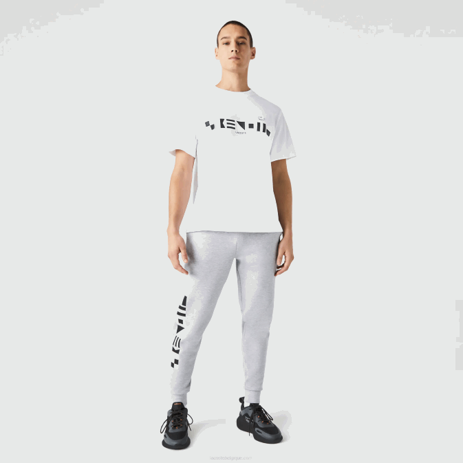 gris chiné cca V6HV1044 Hommes Lacoste pantalon de survêtement à imprimé réfléchissant