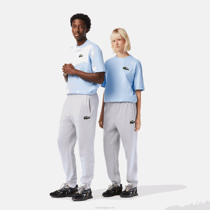 gris chiné cca V6HV1048 Hommes Lacoste pantalon de jogging en molleton de coton bio