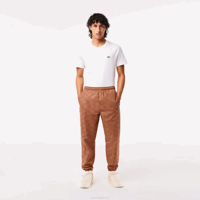 lfa marron clair V6HV317 Hommes Lacoste pantalon de jogging à motif monogrammé