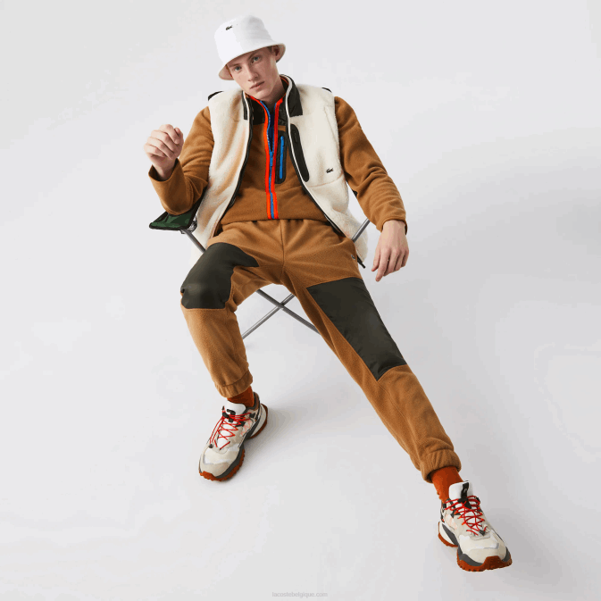 marron vert kaki 89f V6HV1083 Hommes Lacoste pantalon de survêtement en molleton color block