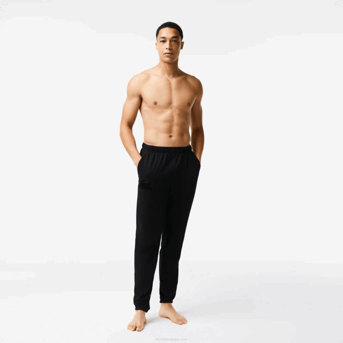 noir c31 V6HV1476 Hommes Lacoste pantalon de jogging en molleton de coton