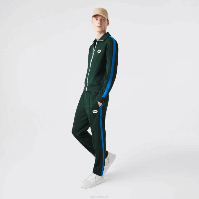 yzp vert V6HV1077 Hommes Lacoste pantalon de survêtement à bandes latérales contrastantes