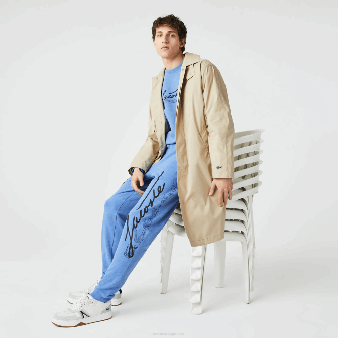 bleu chiné hg3 V6HV1067 Hommes Lacoste pantalon de jogging en molleton de coton imprimé signature et crocodile