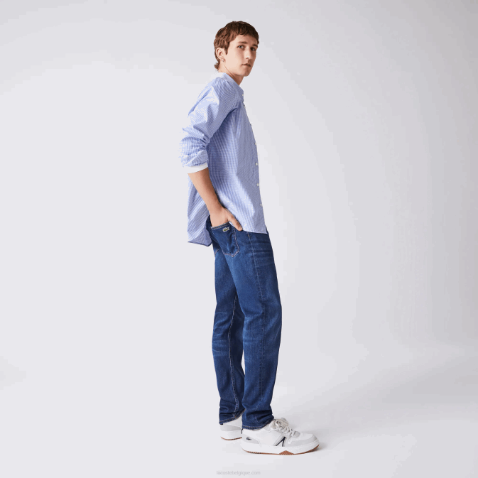 bleu mk9 V6HV419 Hommes Lacoste pantalon slim en denim de coton stretch