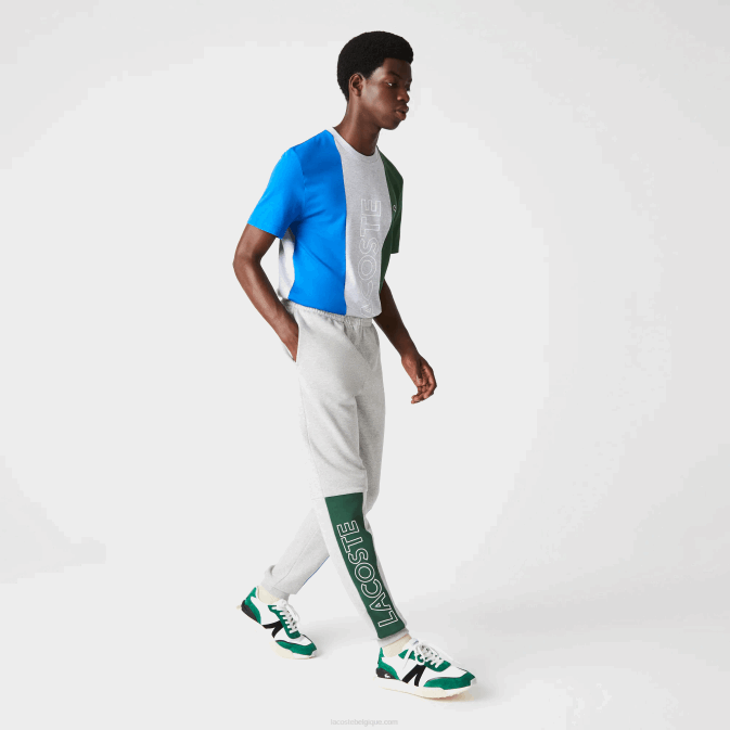 gris bleu chine vert hkb V6HV1179 Hommes Lacoste pantalon de jogging en molleton de coton mélangé color block