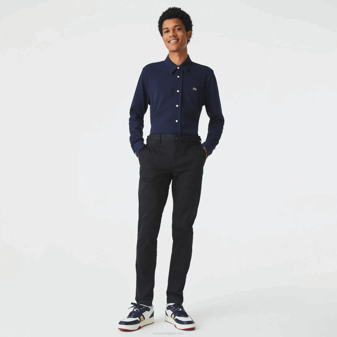 noir 031 V6HV477 Hommes Lacoste nouveau pantalon slim classique en coton stretch