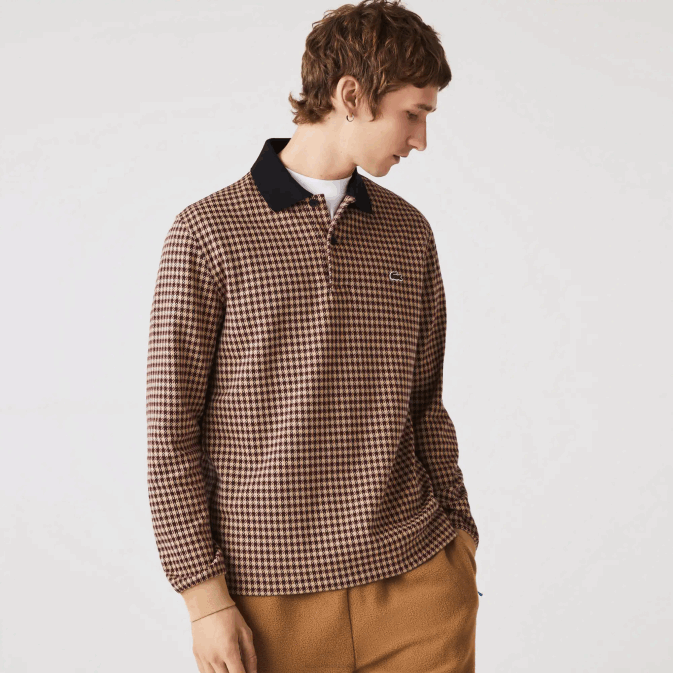 beige bleu marine bordeaux v40 V6HV924 Hommes Lacoste polo à imprimé tartan coupe décontractée