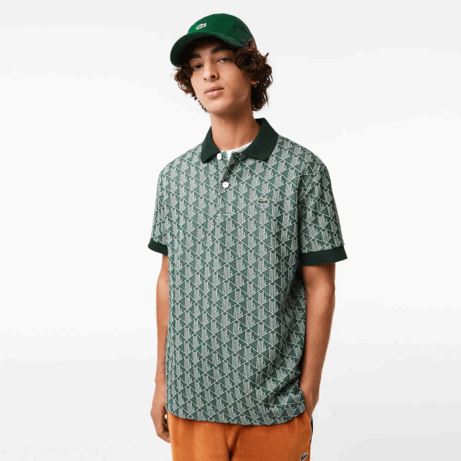 beige vert 7m4 V6HV72 Hommes Lacoste polo à motif monogrammé