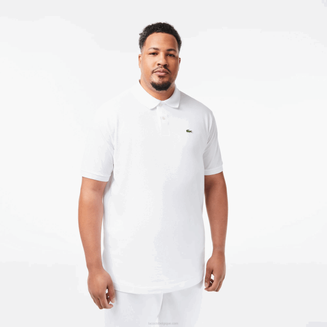 blanc 001 V6HV187 Hommes Lacoste polo en coton petit piqué - grande taille - long