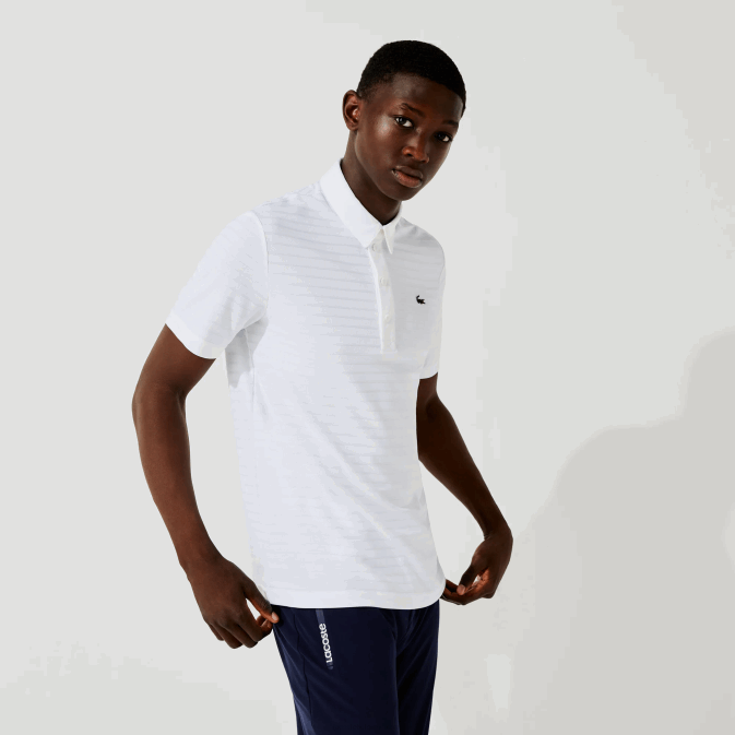 blanc 001 V6HV69 Hommes Lacoste polo de golf sport texturé et respirant