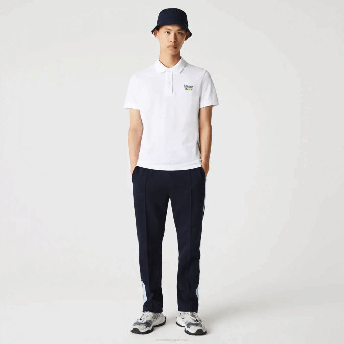 blanc 001 V6HV913 Hommes Lacoste polo coupe classique en piqué de coton à écusson