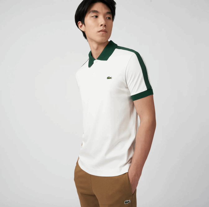 blanc 70v V6HV582 Hommes Lacoste polo coupe classique à col contrastant