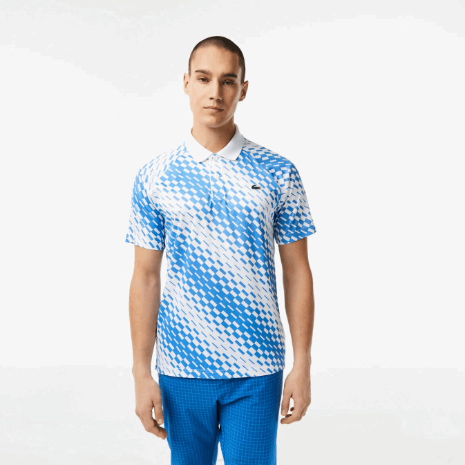 blanc bleu ga7 V6HV109 Hommes Lacoste polo tennis x novak djokovic fan version