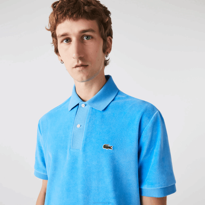 bleu 4xa V6HV738 Hommes Lacoste polo coupe classique en velours de coton