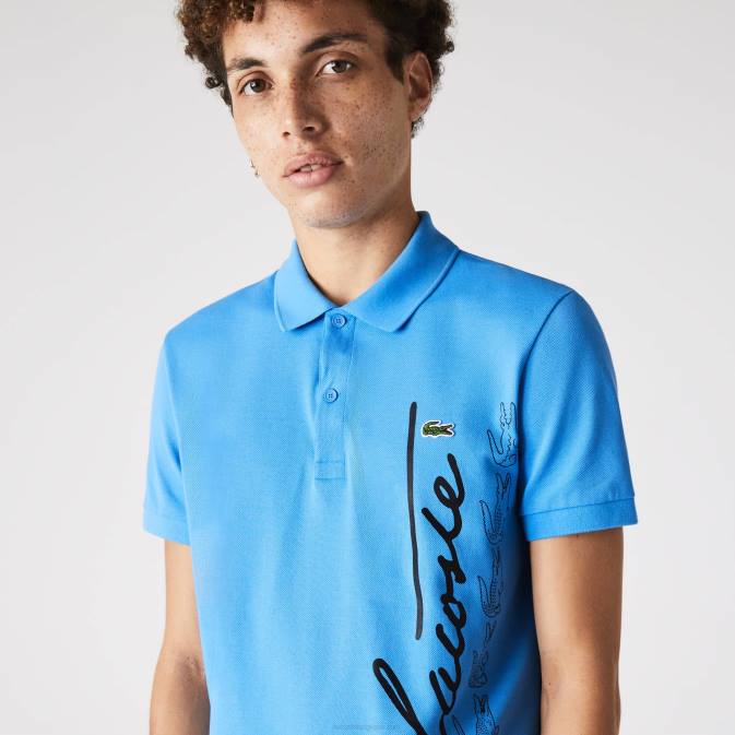 bleu l99 V6HV678 Hommes Lacoste polo regular fit en piqué de coton signature