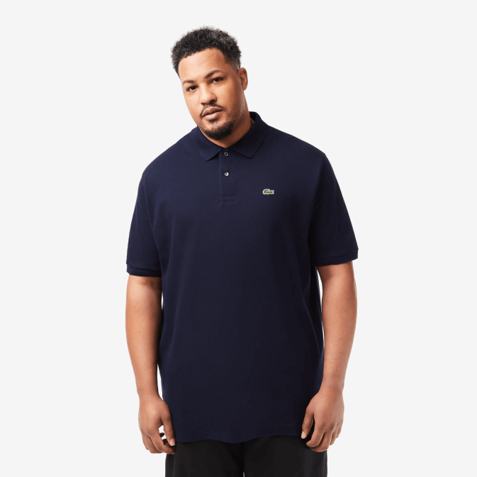 bleu marine 166 V6HV189 Hommes Lacoste polo en coton petit piqué - grande taille - long