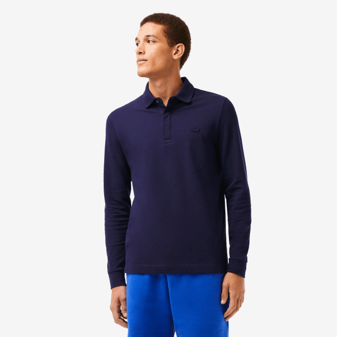 bleu marine 166 V6HV665 Hommes Lacoste polo en piqué de coton stretch à manches longues smart paris