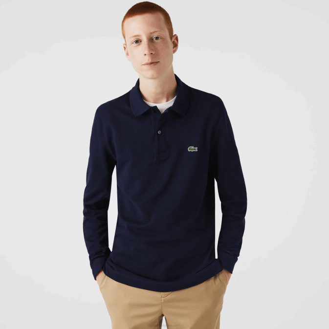 bleu marine 166 V6HV687 Hommes Lacoste polo slim fit en petit piqué