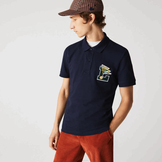 bleu marine 166 V6HV896 Hommes Lacoste polo regular fit en piqué de coton à badge l
