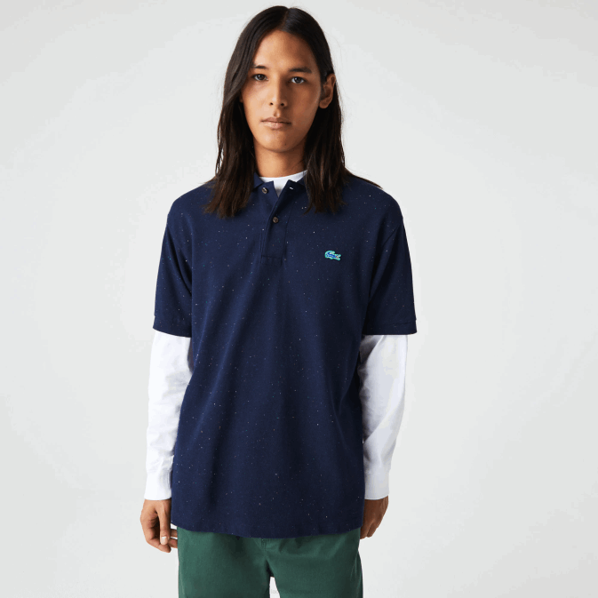 bleu marine 7cg V6HV591 Hommes Lacoste polo en piqué de coton imprimé moucheté coupe classique