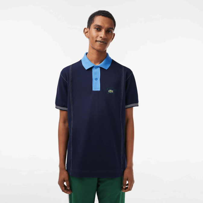 bleu marine f65 V6HV262 Hommes Lacoste polo en coton bio bicolore