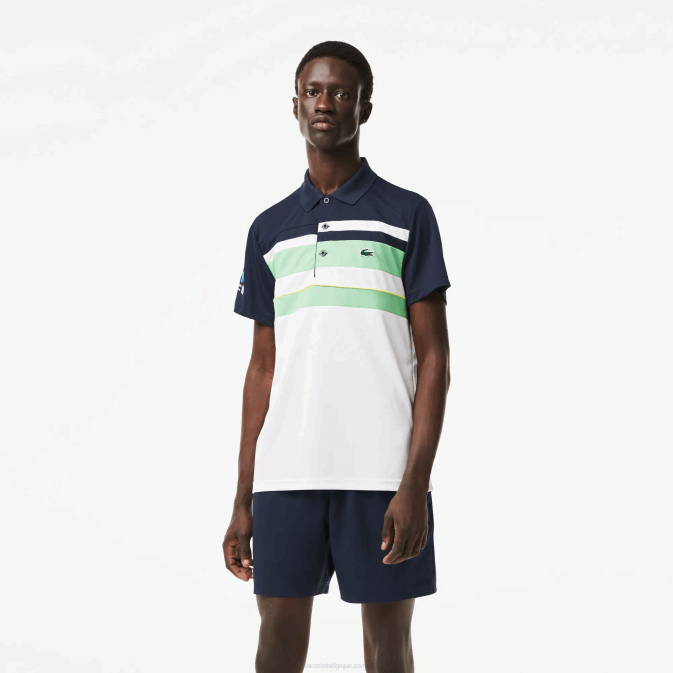 bleu vert blanc t3i V6HV238 Hommes Lacoste polo à rayures sport miami open edition