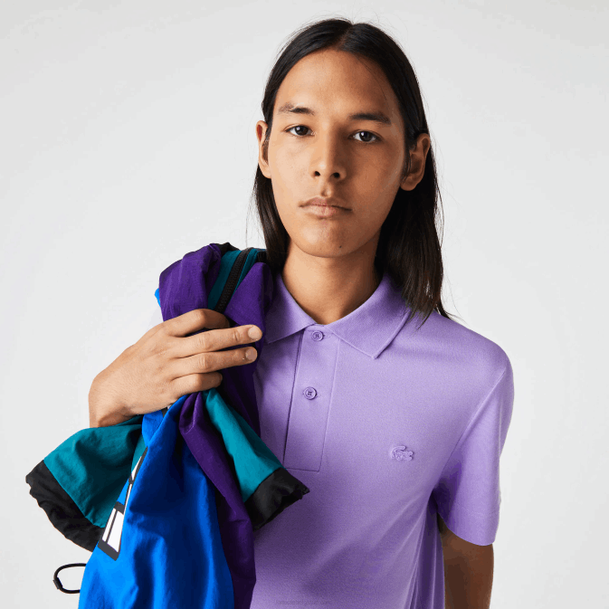 gfu violet V6HV602 Hommes Lacoste polo en piqué de coton respirant Active Movement