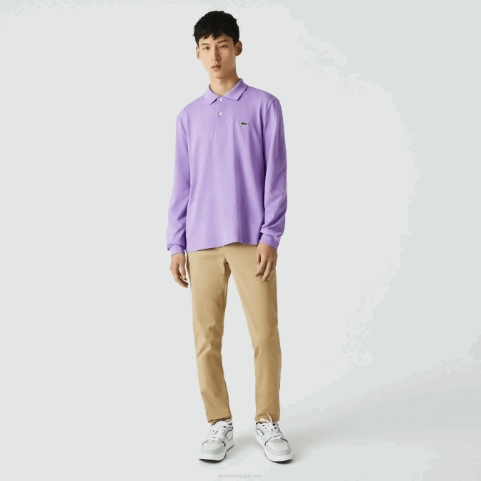 gfu violet V6HV945 Hommes Lacoste polo à manches longues original l.12.12