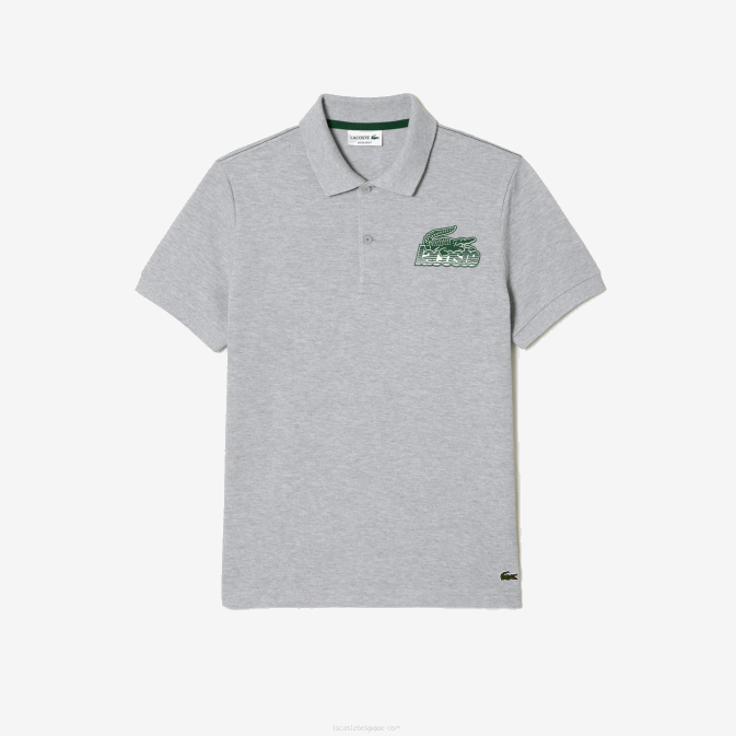 gris chiné cca V6HV102 Hommes Lacoste polo en mini piqué de coton