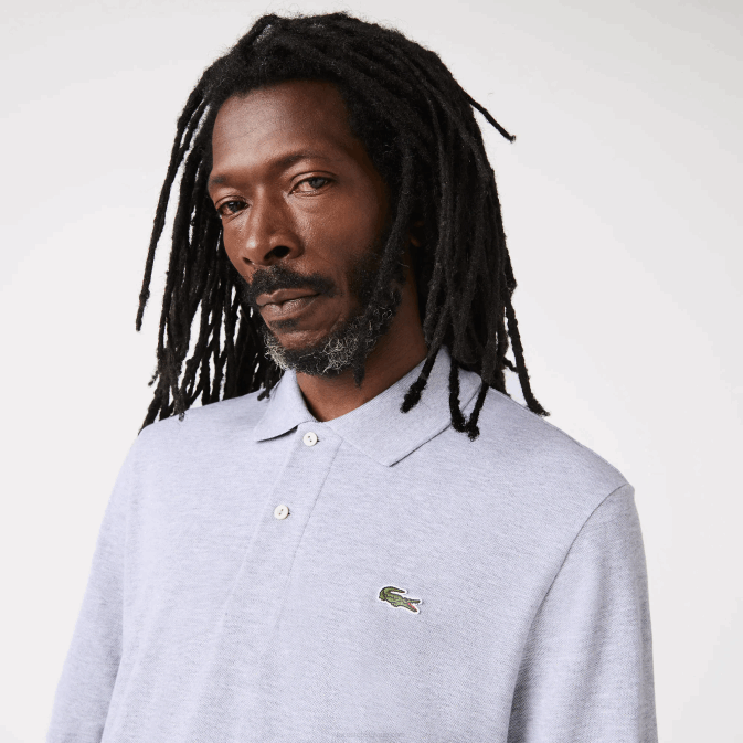 gris chiné cca V6HV787 Hommes Lacoste polo chiné à manches longues original l.12.12