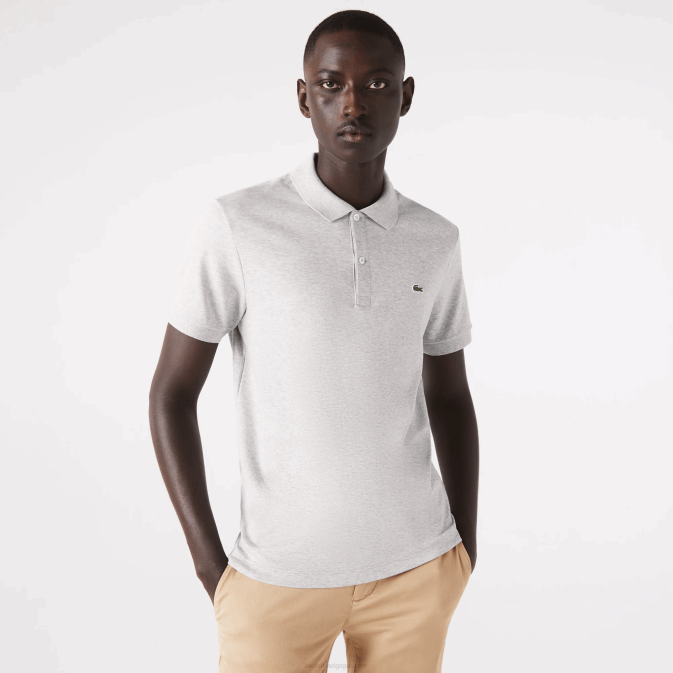 gris chiné cca V6HV798 Hommes Lacoste polo coupe classique en coton pima