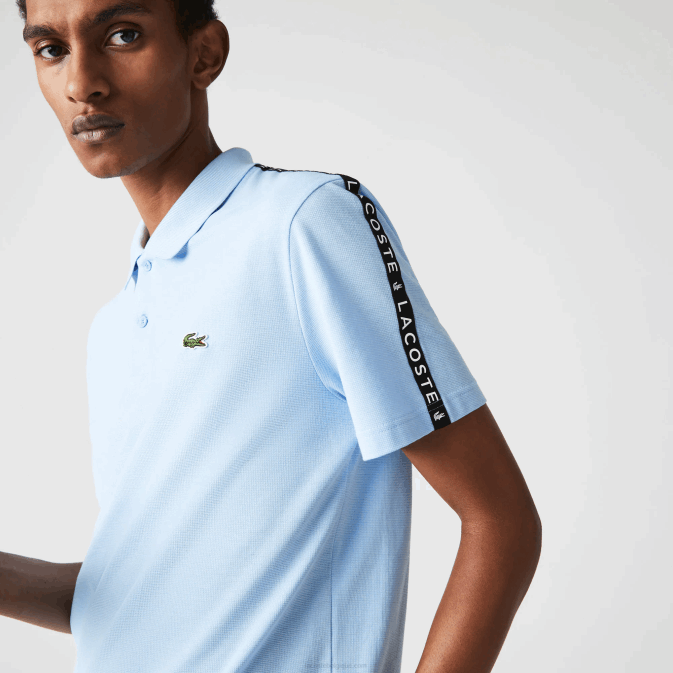 hbp bleu V6HV815 Hommes Lacoste polo en coton ultra-léger à bande lettrée