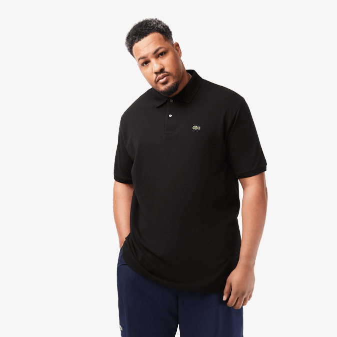 noir 031 V6HV188 Hommes Lacoste polo en coton petit piqué - grande taille - long