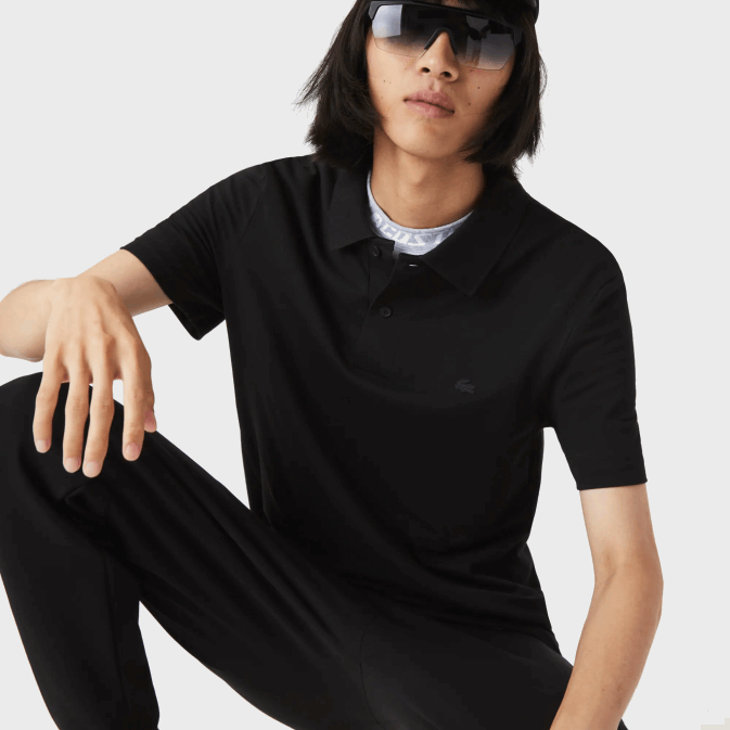 noir 031 V6HV598 Hommes Lacoste polo slim fit en piqué de coton bio stretch