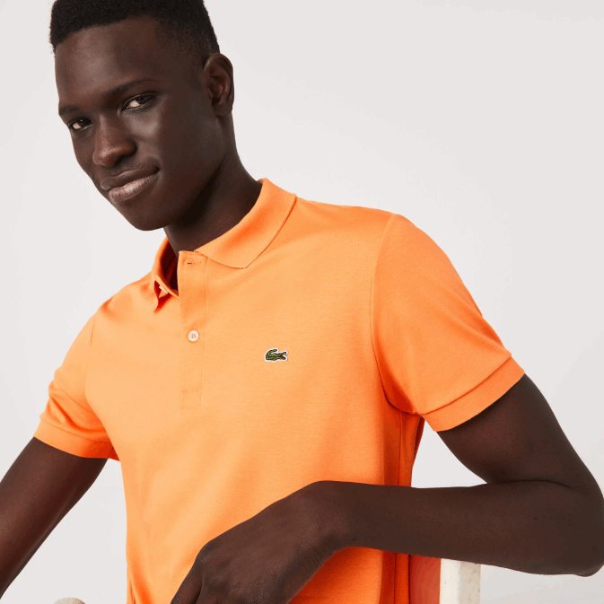 npb orange V6HV946 Hommes Lacoste polo coupe classique en coton pima