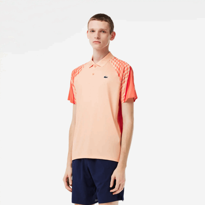 orange clair orange rouge t7i V6HV237 Hommes Lacoste polo tricolore tennis x novak djokovic