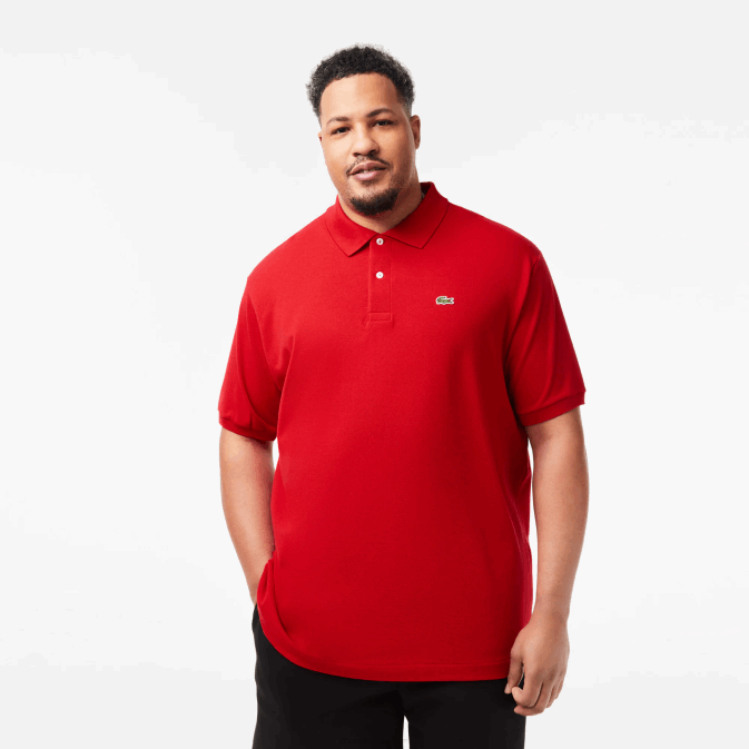rouge 240 V6HV204 Hommes Lacoste polo en coton petit piqué - grande taille - long